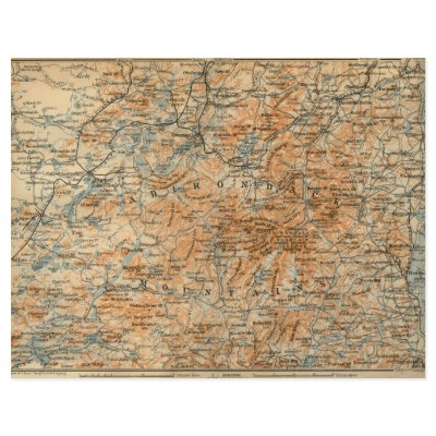1909 Adirondacks Map from Baedeker's Travel Guide Flyer Design by ZephyrusBooks