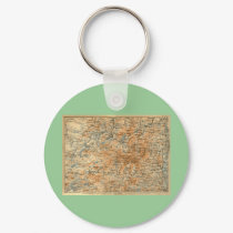 1909 Adirondacks Map from Baedeker's Travel Guide keychains