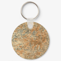 1909 Adirondacks Map from Baedeker's Travel Guide keychains