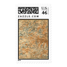1909 Adirondacks Map from Baedeker's Travel Guide Postage Stamp