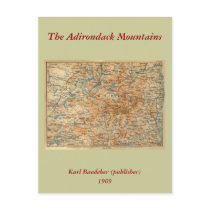 1909 Adirondacks Map from Baedeker's Travel Guide postcards