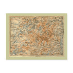 1909 Adirondacks Map from Baedeker's Travel Guide Post Card