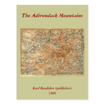 1909 Adirondacks Map from Baedeker's Travel Guide Post Card