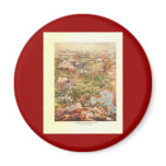 1910 Aerial View Map - Yellowstone National Park Fridge Magnet