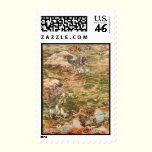 1910 Aerial View Map - Yellowstone National Park stamps