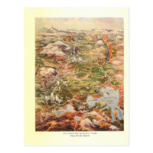 1910 Aerial View Map - Yellowstone National Park Postcard
