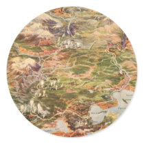1910 Aerial View Map - Yellowstone National Park Stickers