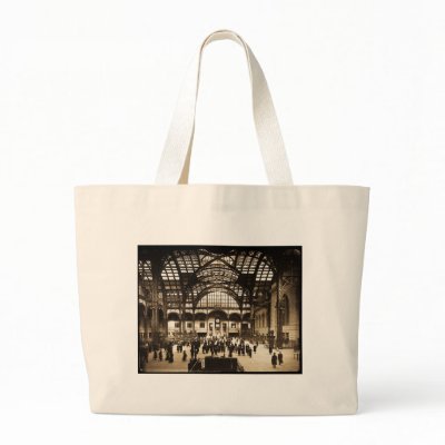 1910 Penn Station NYC Magic Lantern Slide Sepia Bag by scenesfromthepast