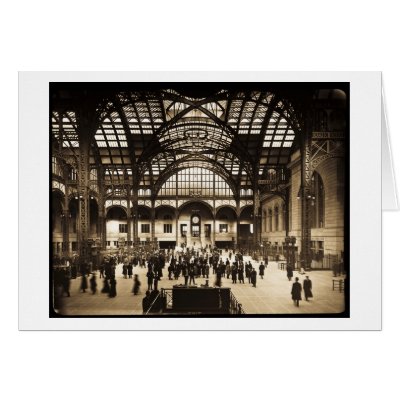 1910 Penn Station NYC Magic Lantern Slide Sepia Cards by scenesfromthepast