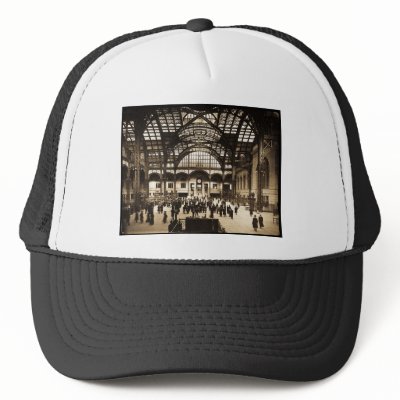 1910 Penn Station NYC Magic Lantern Slide Sepia Hat by scenesfromthepast