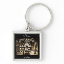 1910 Penn Station NYC Magic Lantern Slide Sepia Keychains