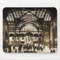 1910 Penn Station NYC Magic Lantern Slide Sepia Mousepad
