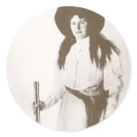 1910 Photo Portrait of a Cowgirl Holding a Rifle Sticker