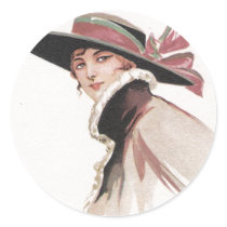 1910 Vintage Woman with Bonnet Stickers