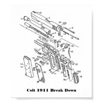 1911 parts, Colt 1911 Break Down posters by Weaponeer 1911 parts, Colt 1911 Break Down posters