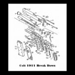 1911 parts, Colt 1911 Break Down posters