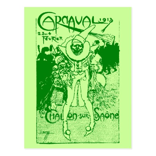 1913 French Carnival Poster, green Post Cards