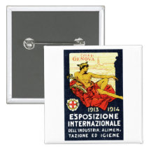 1913 Genova Expo Poster Pinback Buttons