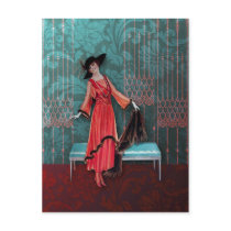 1913 Luxe: Vintage Fashion in Red and Turquoise Postcards