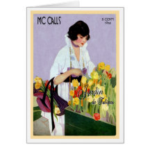1914!!! "FRENCH TULIP GARDEN" VINTAGE GREETING CARD