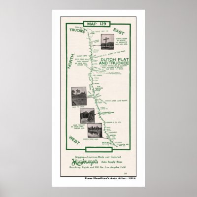 1914 Map, Dutch Flat to Truckee - Poster by shaughey