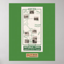1914 Map, Oakland to San Jose Posters