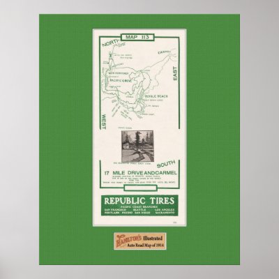 1914 Map, Pebble Beach, 17 mile drive, Carmel Print by shaughey