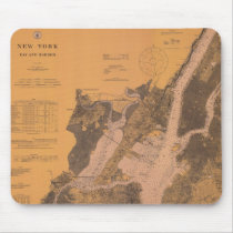 1914 New York Upper Harbor Nautical Chart Mousepad by sailorpatp 1914 New York Upper Harbor Nautical Chart Mousepad