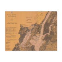 1914 New York Upper Harbor Nautical Chart Postcard by sailorpatp 1914 New York Upper Harbor Nautical Chart Postcard