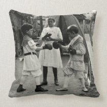 1915 Backyard Boxing Match Pillow