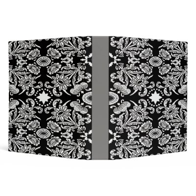 1915 floral & bird black 3 ring binder by wolffreeborn