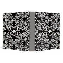1915 floral & bird black 3 ring binder