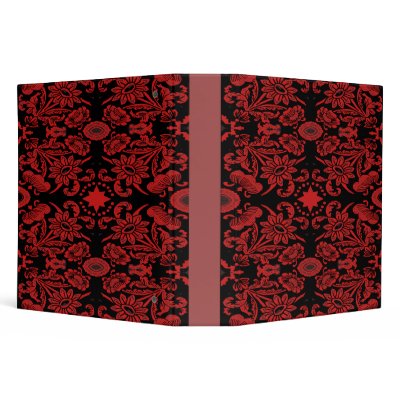 1915 floral & bird red vinyl binders by wolffreeborn