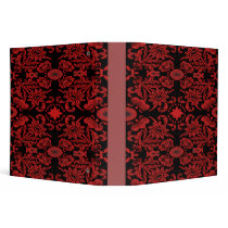 1915 floral & bird red vinyl binders