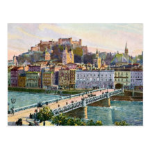 1916 Aquarelle Salzburg State Bridge Postcard