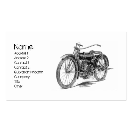 1918 Vintage Motorcycle Business Cards (front side)