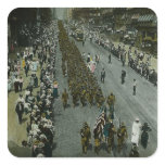 1918 WWI Parade New York City Magic Lantern Slide Square Stickers