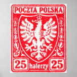 1919 25h Polish Eagle Stamp Poster