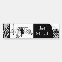 1920's Vintage Bride & Groom Bumper Stickers