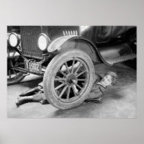 1920s Woman Car Mechanic Print