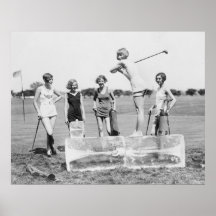 1920's Women's Golf Tee Off On ICE Print