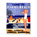 1925 Miami Beach Travel Poster Postcard