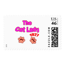 1927 cat lady postage by birthyeardesigns 1927 cat lady postage
