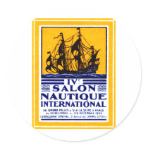 1929 Paris Nautical Show Poster Round Sticker