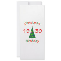 1930 Christmas Birthday Customized Rack Card