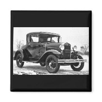 1930 Ford Model A Coupe - B&W Refrigerator Magnet
