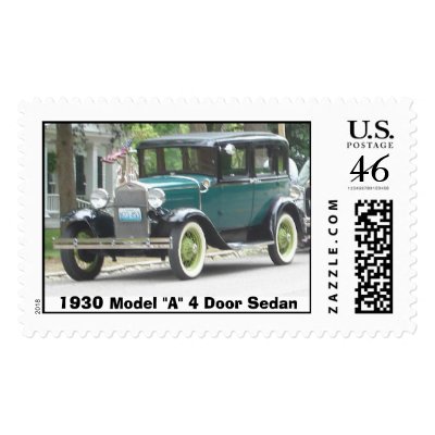 1930  Model-A 4 Door Sedan Postage Stamp by djhill44