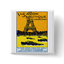 1930 Paris Boat Show Poster Pinback Button