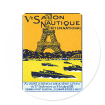 1930 Paris Boat Show Poster Round Sticker