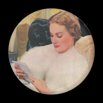 1930's ephemera lady with fur stole magnets